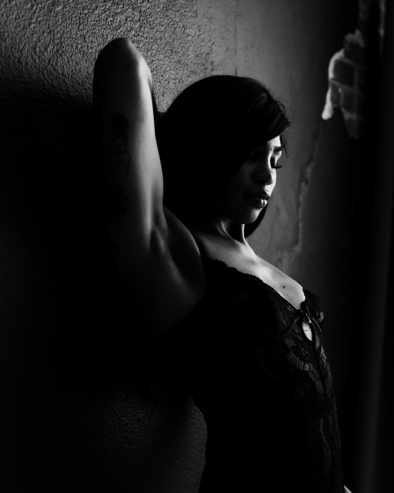 Black and white boudoir portrait in Sacramento